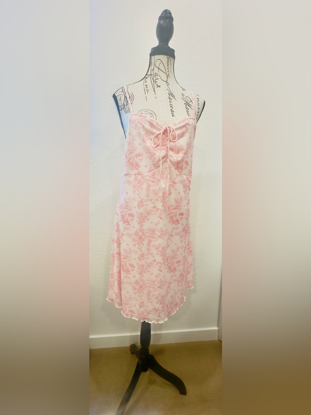 Women's Pink Floral Slip Dress - Lightweight Intimate Dress